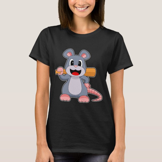 T-shirt Mouse Baseball Batte de baseball Sports (Devant)