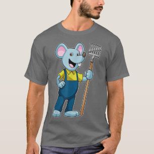 T-shirt Mouse Farmer Rake Overalls