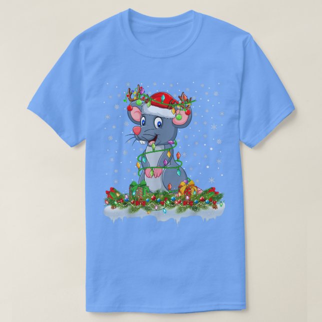 T-shirt Mouse Lover Matching Santa Lighting Mouse Christma (Design devant)