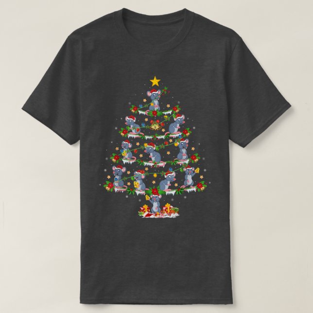T-shirt Mouse Lover Xmas Lights Souris Arbre de Noël (Design devant)
