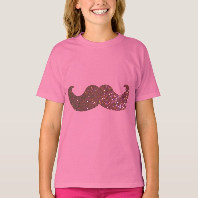 T-shirt Moustache à billes roses (Graphique de Parties sci (Devant)