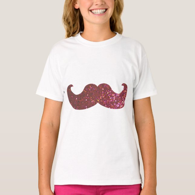 T-shirt Moustache à billes roses (Graphique de Parties sci (Devant)