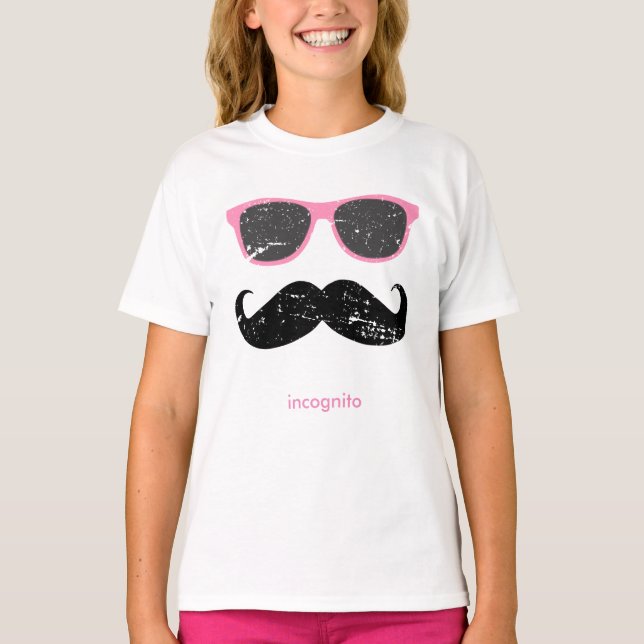 T-shirt Moustache amusante et teintes roses (Devant)