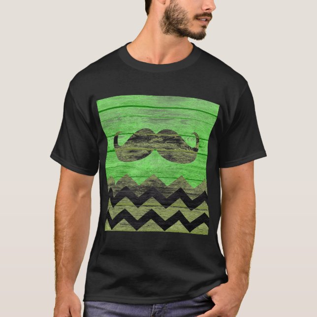 T-shirt Moustache Chevron Vintage Bois (Devant)