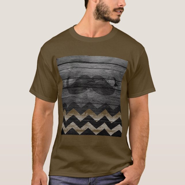 T-shirt Moustache Chevron Vintage Bois #4 (Devant)