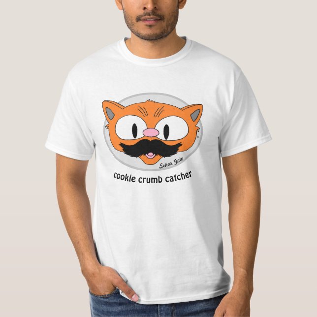 T-shirt Moustache drôle de chat de bande dessinée attrape  (Devant)