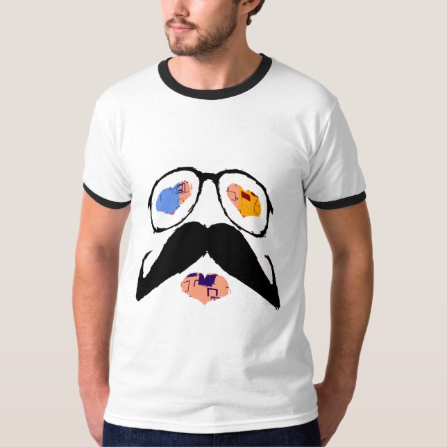T-shirt Moustache drôle de visage (Devant)