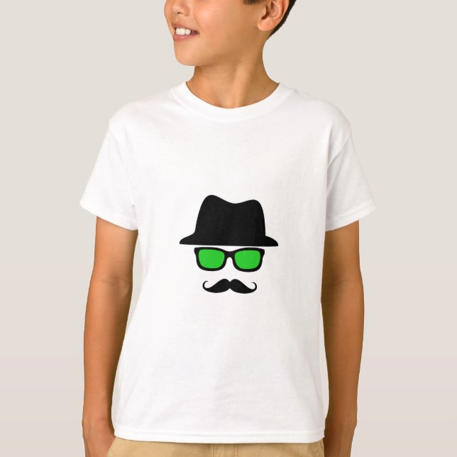 T-shirt Moustache en verre de casquette (Devant)