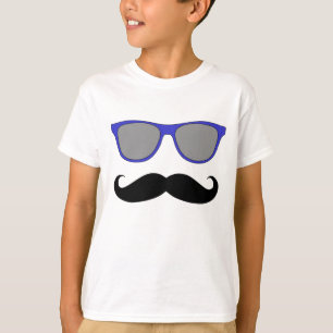 T-shirt Moustache et humeur bleue de lunettes de soleil