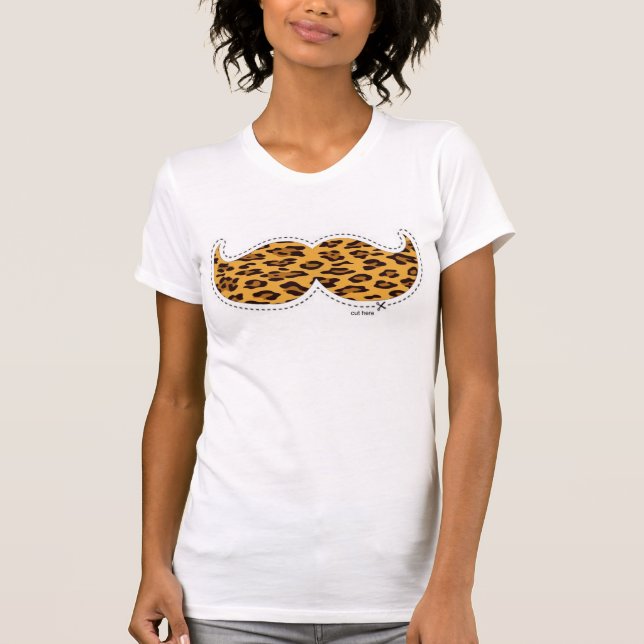 T-shirt moustache girly de léopard (Devant)