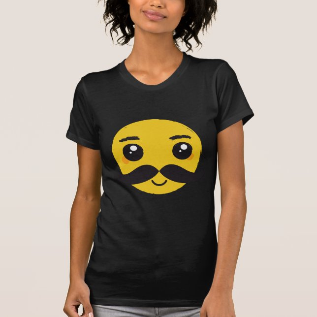 T-shirt Moustache Mignonne Souriante (Devant)