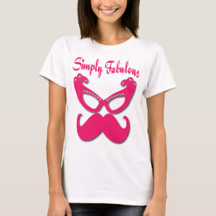 T-shirt Moustache rose et verres roses simplement fabuleux