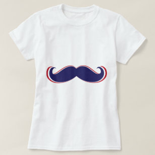 T-shirt Moustache - rouge, blanc et bleu