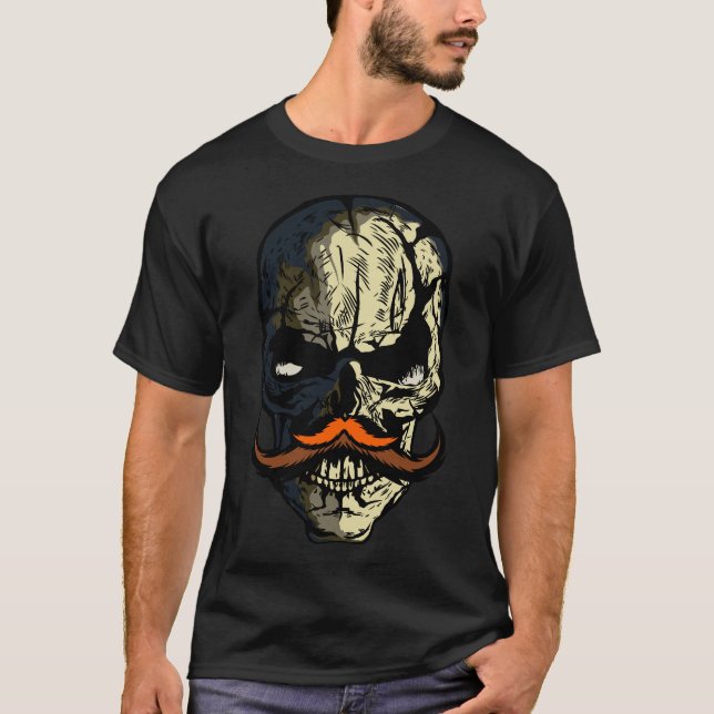 T-shirt moustachu tete de mort moustache crane hipster 150 (Devant)