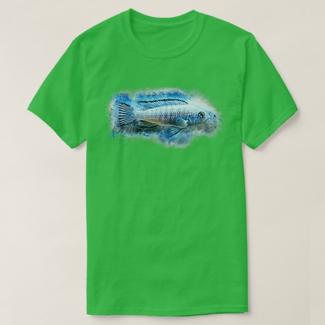 T-shirt Mouthbroder bleu glace Pseudotropheus socolofi (Design devant)