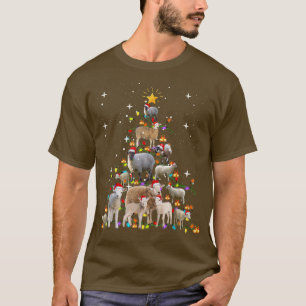 T-shirt Mouton Animal Xmas Arbre Éclairage Mouton Noël Tr
