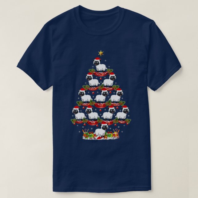 T-shirt Mouton Animal Xmas Arbre Éclairage Mouton Noël Tr (Design devant)