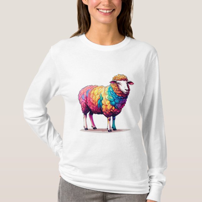 T-shirt 🐑🌈 Mouton Coloré Animé Cadeau ✨ (Devant)