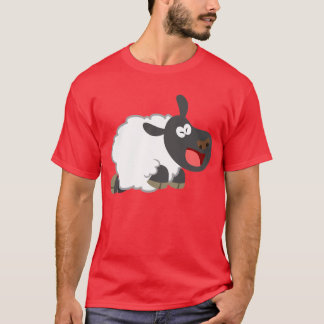 T-shirt mouton de dessin animé riant mignon