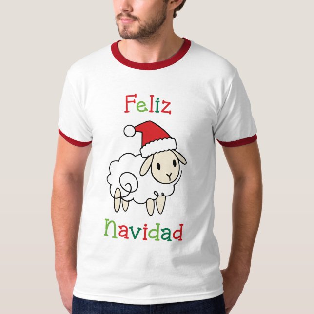 T-shirt Mouton de Noël mignon – Feliz Navidad (Devant)