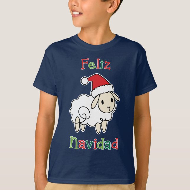 T-shirt Mouton de Noël mignon – Feliz Navidad  (Devant)