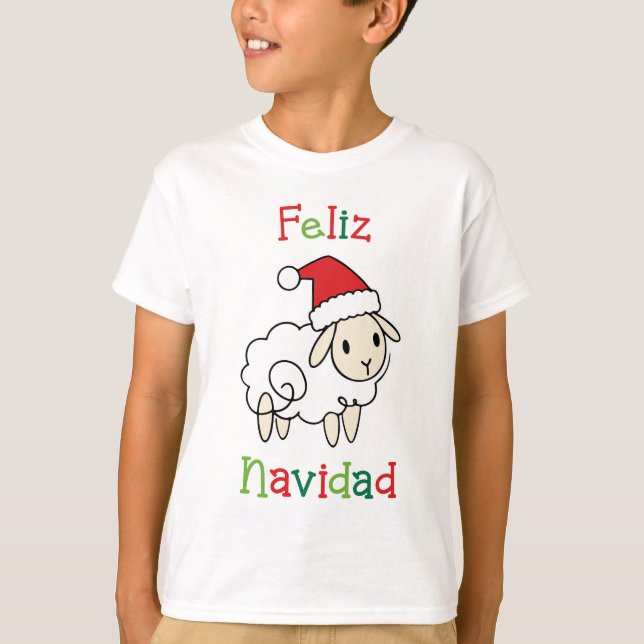 T-shirt Mouton de Noël mignon – Feliz Navidad (Devant)