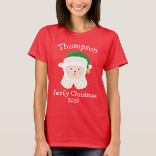 T-shirt Mouton de Noël personnalisé de bébé portant un cha