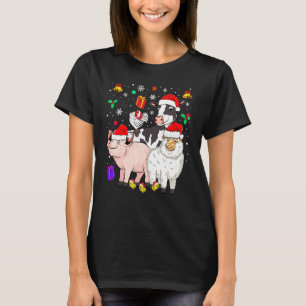 T-shirt Mouton de Noël Poulet Vache de Noël avec chapeau d