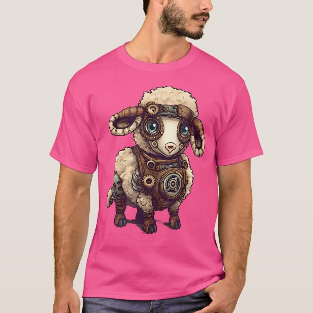 T-shirt Mouton En Steampunk Gear Mécanique Mouton Vibrant (Devant)