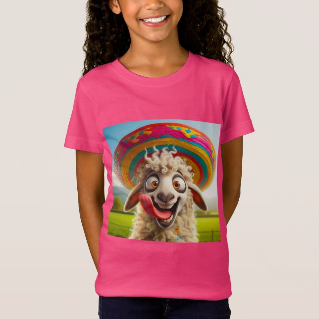 T-Shirt Mouton marrant avec sombrero (Devant)