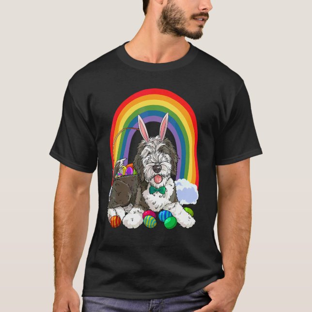 T-shirt Mouton mignon Sheepadoodle Joyeuses Pâques Lapin C (Devant)