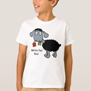 T-shirt Mouton noir agneau à la fleur rouge personnalisée