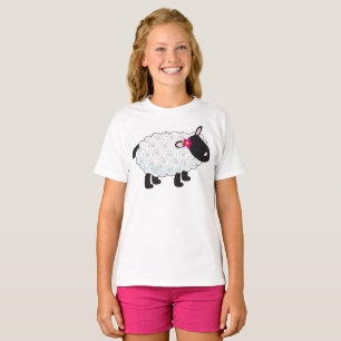 T-shirt Mouton Noir Avec Laine Blanche