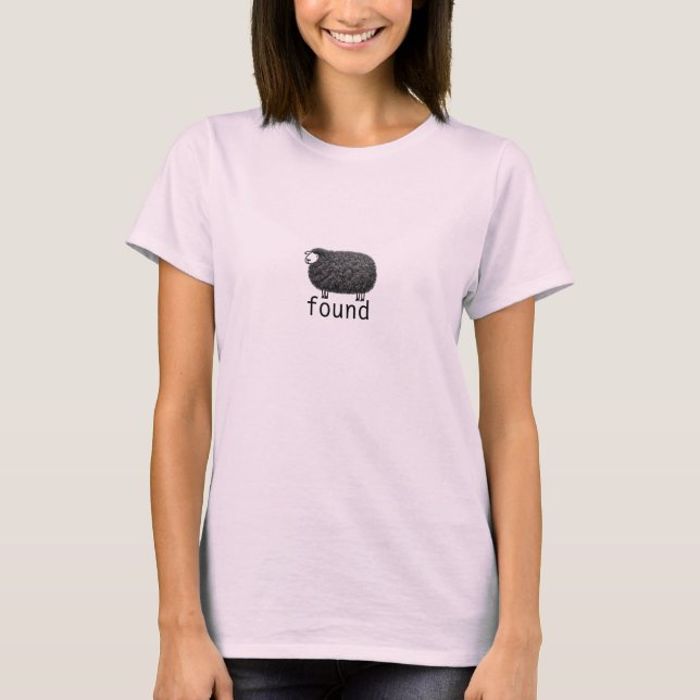 T-shirt Mouton noir avec texte "Found" (Devant)