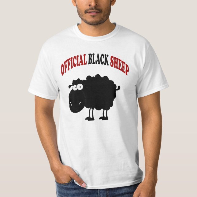 T-shirt mouton noir de la famille classique (Devant)