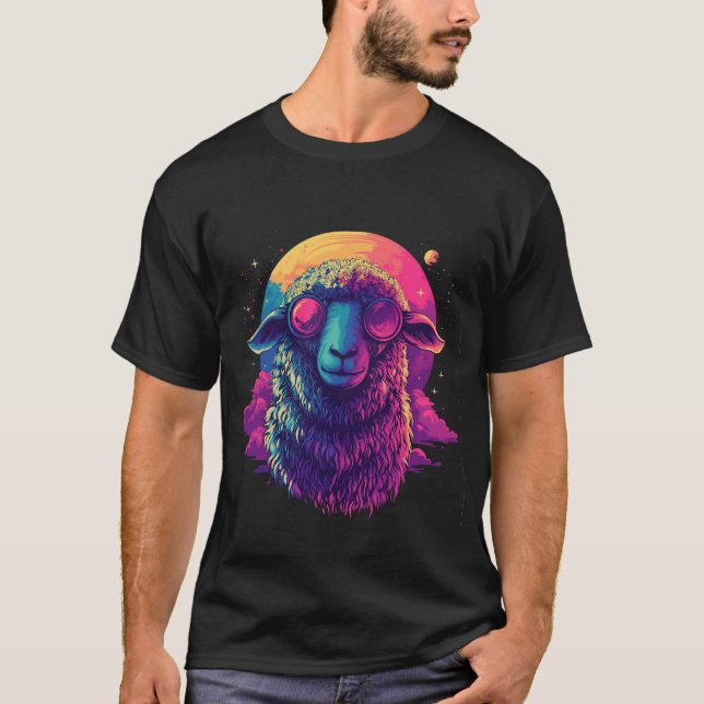 T-shirt Mouton spatial rétro-design (Devant)