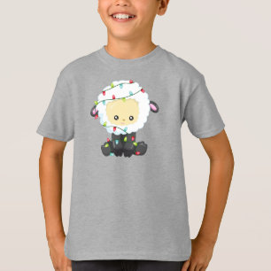 T-shirt Moutons de Noël, Lumières de Noël, Mignons Moutons