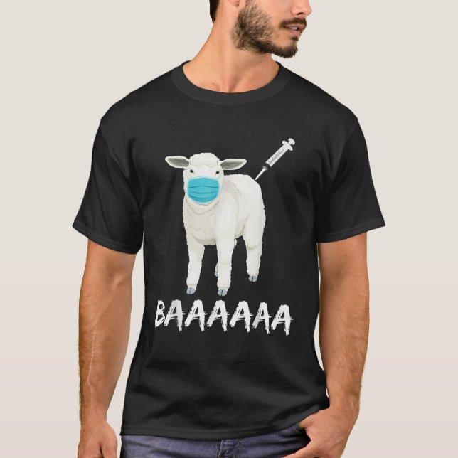 T-shirt Moutons Drôle Portant Un Masque Anti Vaccin Pour L (Devant)