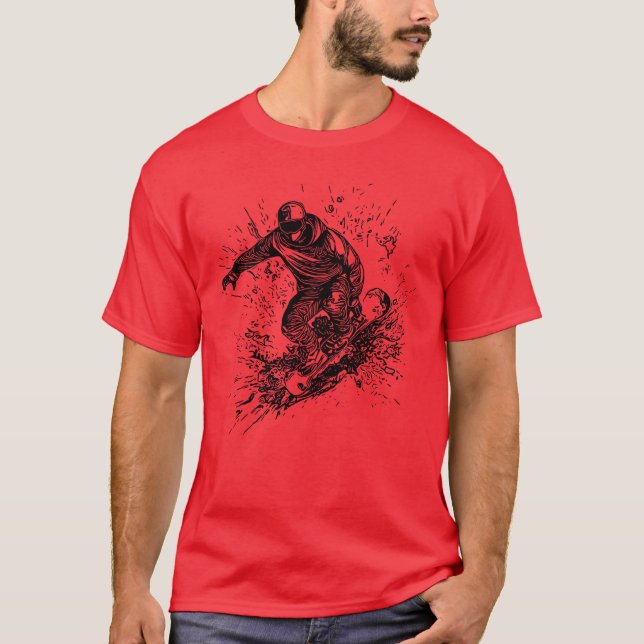 T-shirt Mouvement de snowboard de style saut Cool Mountain (Devant)
