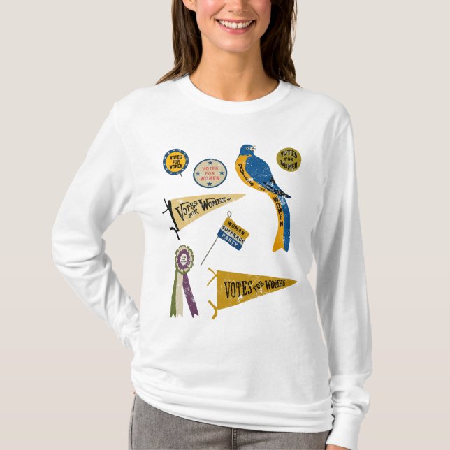 T-shirt Mouvement Suffrage Femmes Mémorabilia Collage Impr (Devant)