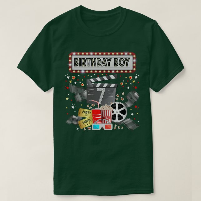 T-shirt Movie Night Birthday Party Pajama Slumber Popcorn  (Design devant)