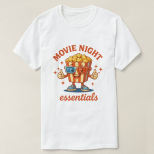 T-shirt Movie Night Essentials - Fun Popcorn Cartoon