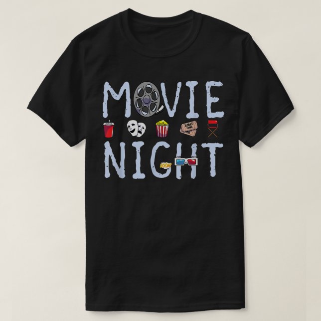T-shirt Movie Night Popcorn Tickets Family Cinema Time Fil (Design devant)