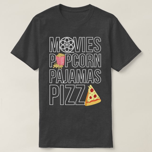 T-shirt Movies Popcorn Pajamas Pizza 10232315 (Design devant)