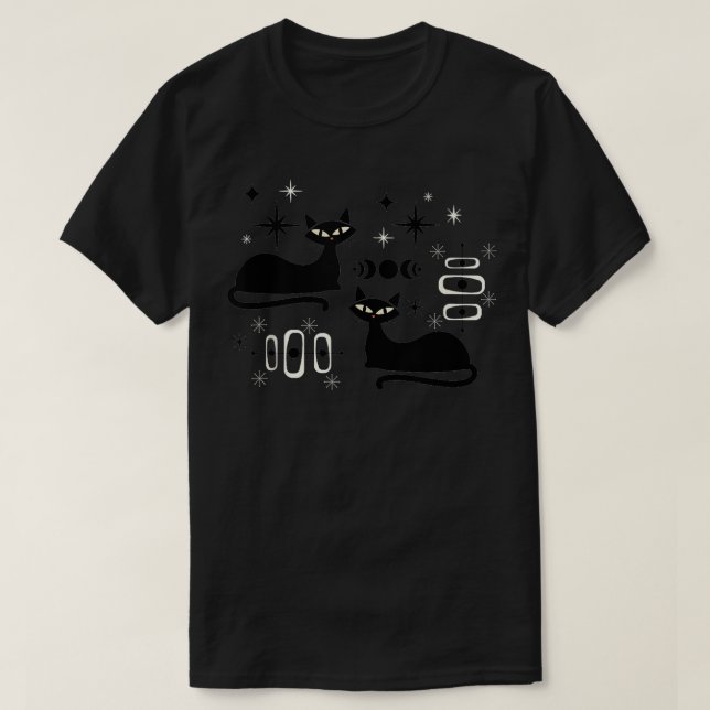 T-shirt Moyen-siècle Cat Retro de l'âge atomique (Design devant)
