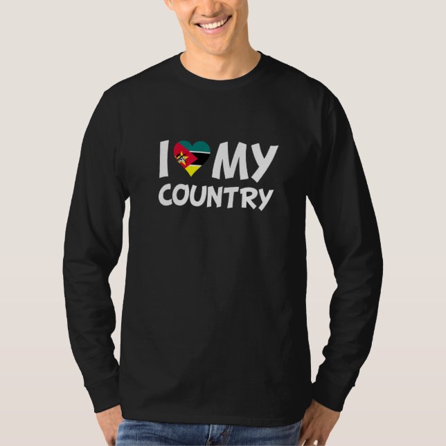 T-shirt Mozambique Drapeau Coeur I Love Mon Pays Afrique (Devant)