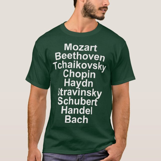 T-shirt Mozart Beethoven Chopin Bach Musique classique (Devant)