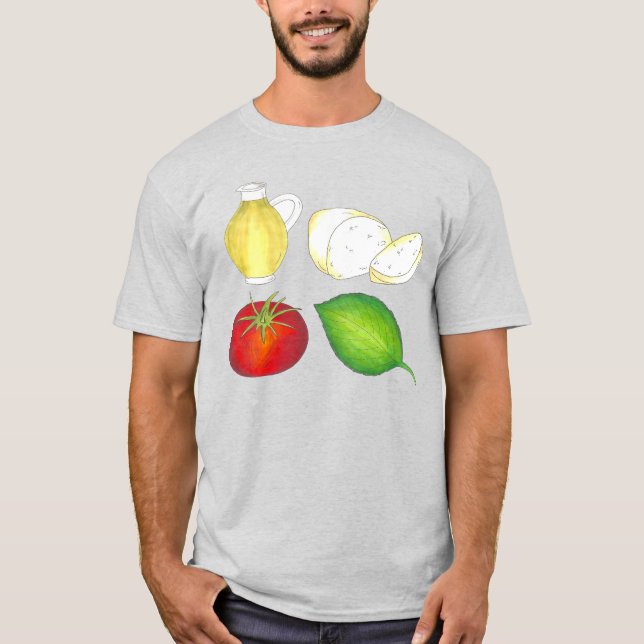 T-shirt Mozzarella Tomate Basil Huile d'olive Alimentation (Devant)