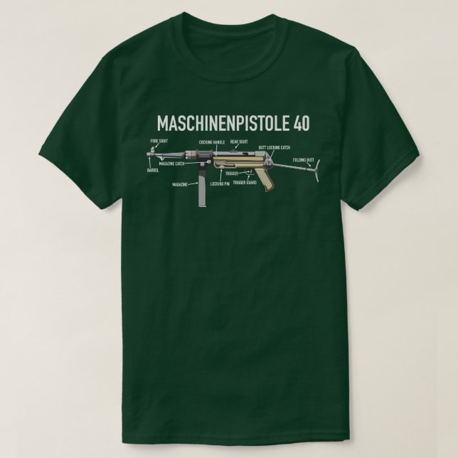 T-shirt MP 40 Fameux Allemand 2ÈME GUERRE MONDIALE Sous-ma (Design devant)