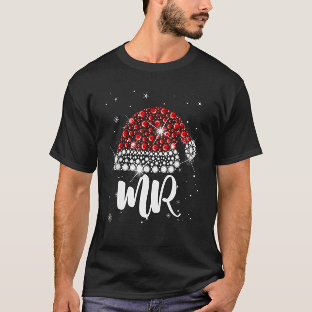 T-shirt Mr And Mrs Santa Hat Christmas Couples Matching Pa (Devant)